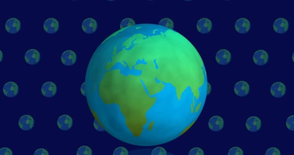Animation Globen Över Glober Blå Bakgrund Global Miljö Grön Energi — Stockvideo