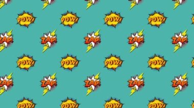 Çizgi roman 5 seçenekleri çizgi roman ses efekti metinleriyle çoklu komik konuşma baloncukları üzerinde metin animasyonu. çizgi roman ve sosyal medya konsepti dijital olarak oluşturulmuş video.