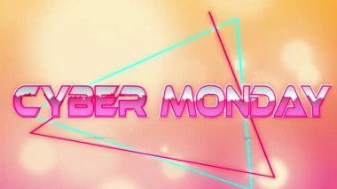 Pazartesi siber mesajlarının pembe arka plandaki ışık noktaları üzerinden canlandırılması. Sayısal olarak üretilen metaevren ve sosyal medya kavramı.