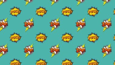 Çizgi roman 5 seçenekleri çizgi roman ses efekti metinleriyle çoklu komik konuşma baloncukları üzerinde metin animasyonu. çizgi roman ve sosyal medya konsepti dijital olarak oluşturulmuş video.