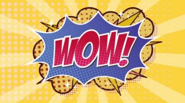 Çizgi roman 5 seçenekleri çizgi roman ses efekti metinleriyle çoklu komik konuşma baloncukları üzerinde metin animasyonu. çizgi roman ve sosyal medya konsepti dijital olarak oluşturulmuş video.