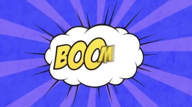 Çizgi roman 5 seçenekleri çizgi roman ses efekti metinleriyle çoklu komik konuşma baloncukları üzerinde metin animasyonu. çizgi roman ve sosyal medya konsepti dijital olarak oluşturulmuş video.