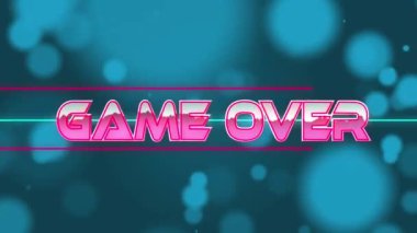 Oyunun animasyonu mavi arkaplandaki ışık noktalarının üzerinde metin üzerinden. Sayısal olarak üretilen metaevren ve sosyal medya kavramı.