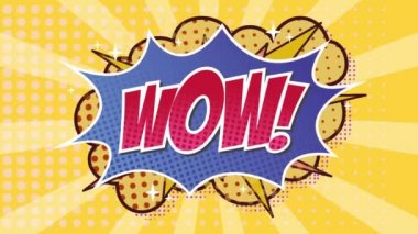 Çizgi roman 5 seçenekleri çizgi roman ses efekti metinleriyle çoklu komik konuşma baloncukları üzerinde metin animasyonu. çizgi roman ve sosyal medya konsepti dijital olarak oluşturulmuş video.