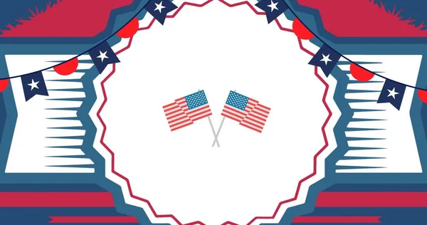 Wizerunek Wektorowy Prezydenta Dziennej Ulotki Ikoną Amerykańskiej Flagi Buntings Nad — Zdjęcie stockowe
