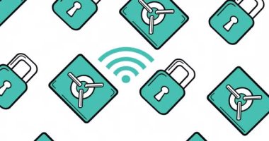 Beyaz arka planda asma kilit simgelerinin canlandırılması. küresel internet güvenliği, teknoloji ve dijital arayüz kavramı dijital olarak oluşturulmuş video.