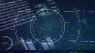 Karanlık arka planda finansal veri işleme videosu. küresel iş, finans, teknoloji ve bağlantılar konsepti dijital olarak oluşturulmuş video.