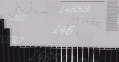 Değişen sayıların animasyonu ve gri arkaplan istatistikleri. vergi günü, iş ve finans kavramı dijital olarak oluşturulmuş video.