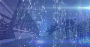 Arka planda şehir köprüsüne karşı bağlantılar ve veri işleme ağı. küresel ağ ve teknoloji kavramı