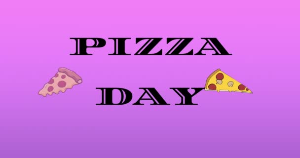 Animace Ikon Pizzy Pizza Den Text Fialovém Pozadí Národní Pizza — Stock video