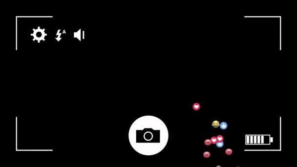 Video Play Screen Falling Icons Dark Background Global Networks Business — Stock Video