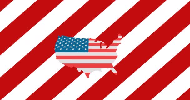 Κινούμενα Σχέδια Των Ηπα Χρωματισμένα Αμερικανική Σημαία Πάνω Από Αμερικανική — Αρχείο Βίντεο