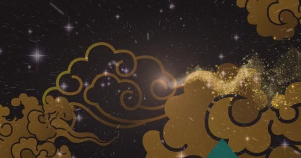 Animacja Logo Eid Mubarak Tekst Księżycach Meczecie Ramadan Koncepcja Świętowania — Wideo stockowe