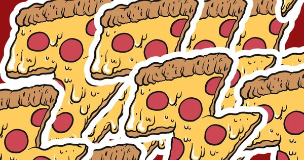 チーズピザスライスのフルフレームショット ピザの日 食べ物 不健康な食べ物 ベクトル コピースペース お祝いとイラスト — ストック写真