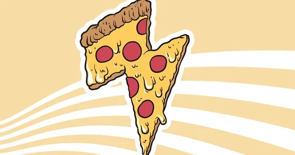 ベージュ地の上にチーズピザスライスのデジタル生成画像 ピザの日 食べ物 不健康な食べ物 ベクトル コピースペース お祝いとイラスト — ストック写真