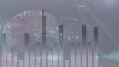 Gri arkaplandaki finansal veri işleme videosu. küresel iş, finans, teknoloji ve bağlantılar konsepti dijital olarak oluşturulmuş video.