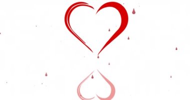 Ulusal Kalp Ayının animasyonu beyaz arka planda kalp ve kan damlaları üzerine yazılmış. kalp ayı ve kutlama konsepti dijital olarak oluşturulmuş video.