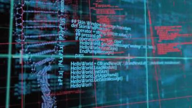 Siyah arka planda DNA yapısının dijital animasyonu ve veri işlemesi. tıbbi araştırma ve bilim teknolojisi kavramı