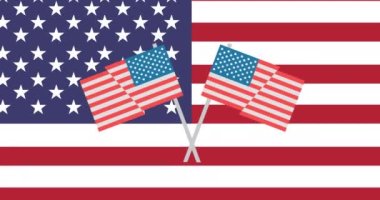 Amerikan bayrağı üzerinde Amerikan bayrağının canlandırılması. Başkan 'ın Günü ve dijital olarak üretilen video konsepti.