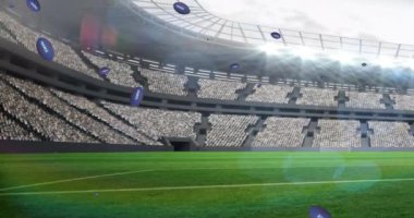 Stadyumda mavi rugby topu ve Fransa metni animasyonu. spor ve yarışma konsepti dijital olarak oluşturulmuş video.