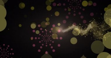 Bayram mübarek logosu animasyonu ve ayların ve camilerin üzerindeki yazılar. Ramazan ve kutlama konsepti dijital olarak oluşturulmuş video.