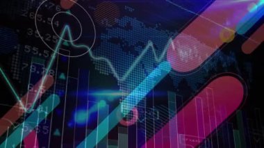 Karanlık arka planda finansal veri işleme videosu. küresel iş, finans, teknoloji ve bağlantılar konsepti dijital olarak oluşturulmuş video.