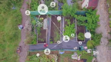Bahçenin üstündeki ağ bağlantılarının videosu. topluluk bahçesi haftası dijital olarak oluşturulmuş video.