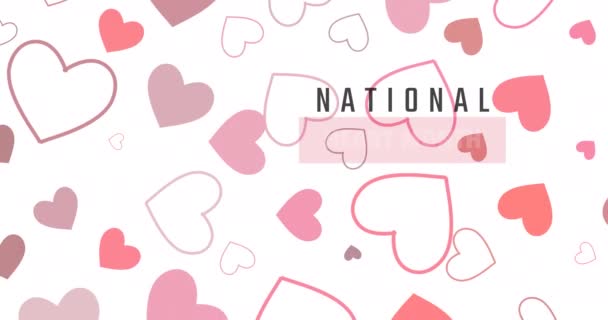 全国心月文字在心脏上的动画和白色背景的听诊器 心脏月和庆祝概念数码生成视频 — 图库视频影像