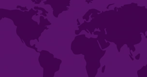 Animação Texto Dia Nacional Câncer Mapa Mundo Fundo Roxo Dia — Vídeo de Stock