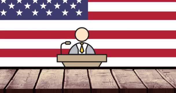Animacja Tekstu Dnia Prezydenta Nad Amerykańską Flagą Koncepcja Dnia Prezydenta — Wideo stockowe