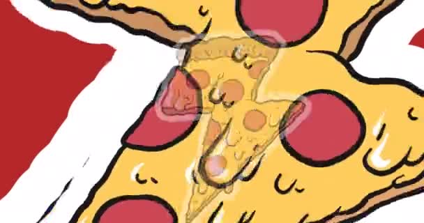 Animacja Wielu Ikon Pizzy Kształcie Pioruna Białym Tle Narodowy Dzień — Wideo stockowe