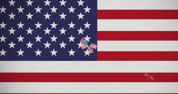 Animazione Delle Icone Delle Bandiere Americane Sopra Bandiera Americana Giornata — Video Stock