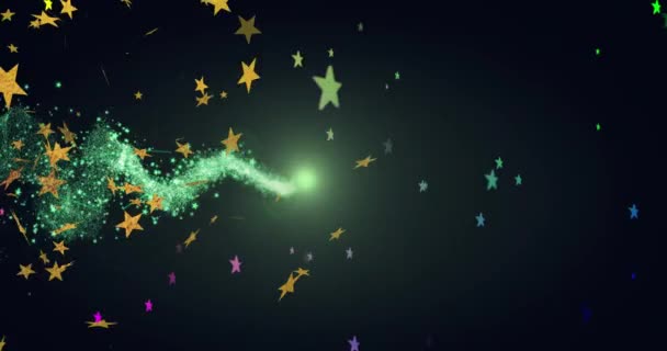 Animation Von Eid Mubarak Logo Und Text Über Sternschnuppen Ramadan — Stockvideo