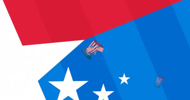 Animatie Van Hoeden Gekleurd Met Amerikaanse Vlag Boven Amerikaanse Vlag — Stockvideo