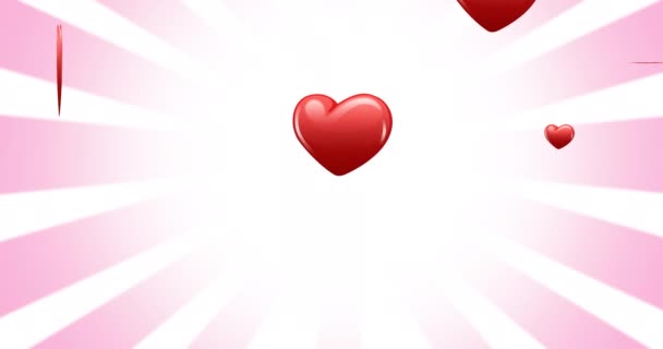 Animação Corações Caindo Sobre Fundo Branco Rosa Coração Mês Celebração — Vídeo de Stock