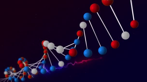 Digitale Animatie Van Spinning Van Dna Structuur Digitale Golf Tegen — Stockvideo