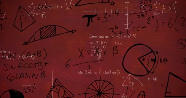 Animación Ecuaciones Matemáticas Sobre Fondo Gris Aprendizaje Matemáticas Concepto Educación — Vídeos de Stock