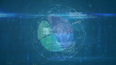 Karanlık arka planda finansal veri işleme videosu. küresel iş, finans, teknoloji ve bağlantılar konsepti dijital olarak oluşturulmuş video.