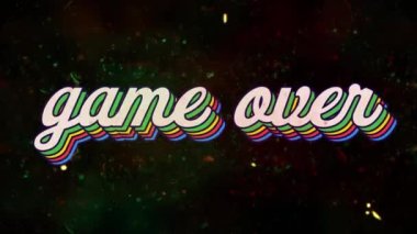 Ekranda arıza olan metnin üzerindeki gökkuşağı oyununun animasyonu. Retro iletişim ve video oyunu konsepti dijital olarak oluşturuldu.