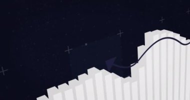 Mavi arka planda finansal veri işleme animasyonu. küresel iş ve veri işleme kavramı dijital olarak oluşturulmuş video.