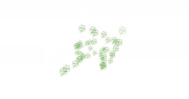 Yüzen çok sayıda yonca yaprağı ve beyaz arka planda sarı ışık izleri. Mutlu Aziz Patrick bayramı kutlaması..