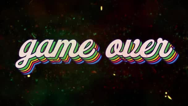 Animatie Van Regenboogspel Tekst Met Glitch Het Scherm Retro Communicatie — Stockvideo