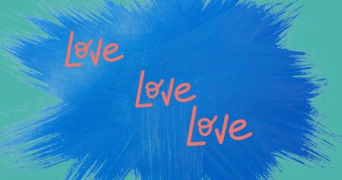 Mavi arkaplandaki aşk mesajlarının resmi. moda ve aksesuarlar arka plan desen kavramı dijital olarak oluşturulmuş görüntü.