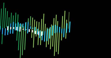 Siyah arka planda finansal veri işleme resmi. küresel iş, finans, bağlantılar ve dijital arayüz konsepti dijital olarak oluşturulmuş görüntü.