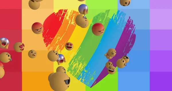 Afbeelding Van Emoji Regenboog Hart Regenboog Achtergrond Trots Maand Viering — Stockfoto