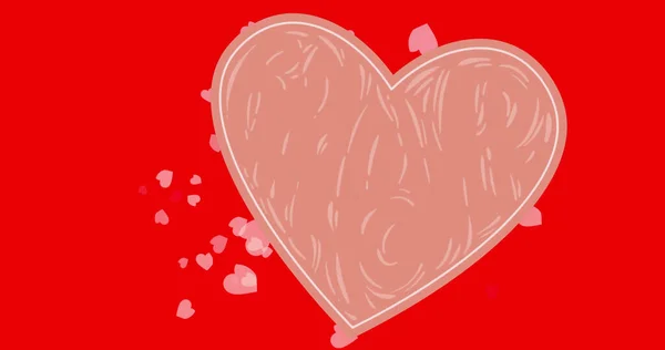 Bilde Røde Hjertes Ikoner Som Flyter Rød Bakgrunn Valentinsdagen Romantikk – stockfoto