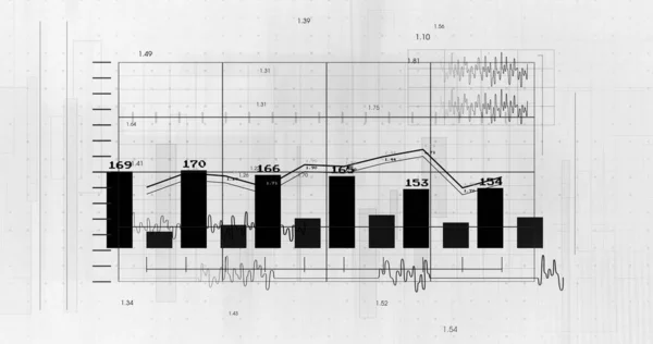 Imagem Estatísticas Processamento Dados Financeiros Sobre Grade Fundo Branco Negócio — Fotografia de Stock