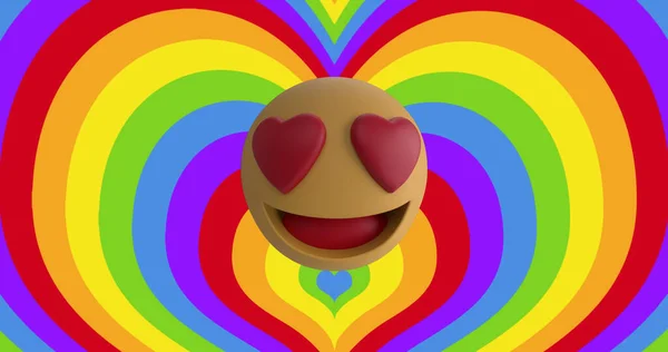 Bild Hjärtan Och Emoji Ikonen Regnbåge Bakgrund Stolthet Månad Och — Stockfoto
