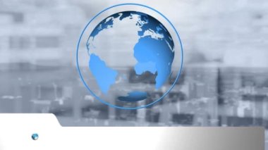 Son dakika haberleri ve şehir manzarası üzerine dönen dünyanın animasyonu. dünya ve haritalar konsepti dijital olarak oluşturulmuş video.