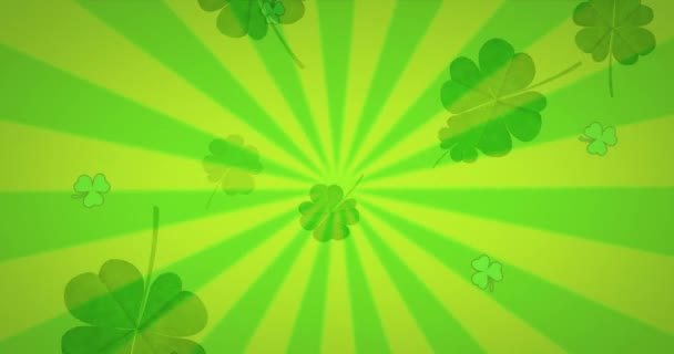 Animation Icônes Trèfle Sur Fond Vert Tradition Irlandaise Patrick Day — Video